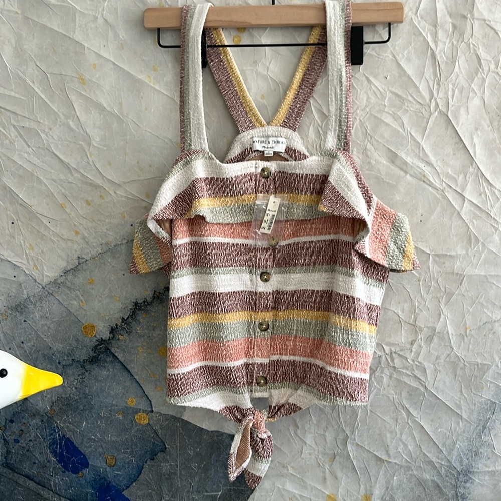 NWT Madewell Texture & Thread Ruffle Tie Front Tank